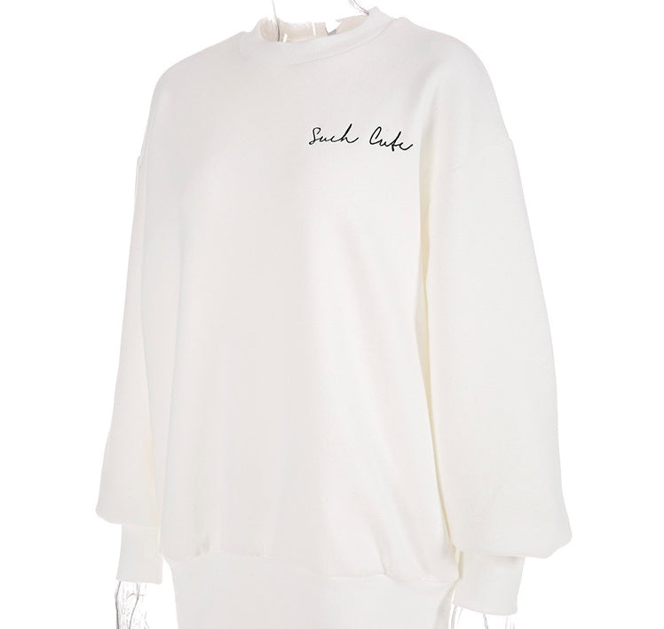 Herbst Winter Neue Stickerei Buchstaben Langarm Pullover