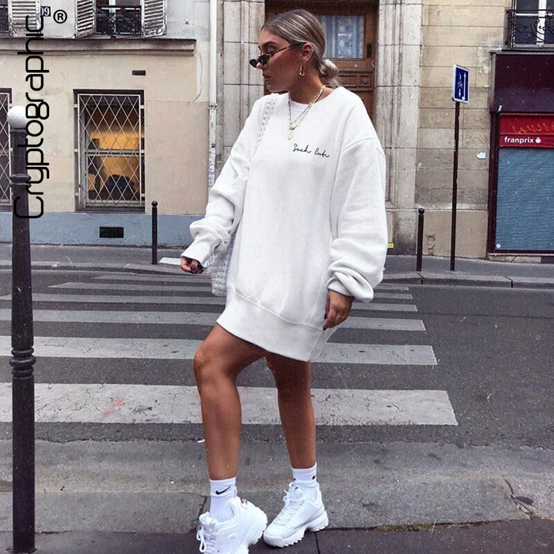 Herbst Winter Neue Stickerei Buchstaben Langarm Pullover