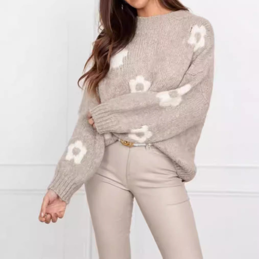 Herbst- und Winterpullover für Damen, geblümte, personalisierte, trendige Pullover in Übergröße für Damen