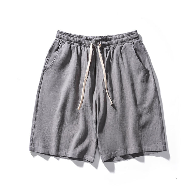 Baumwoll-Leinen-Shorts Herren Sommer Elastischer Bund