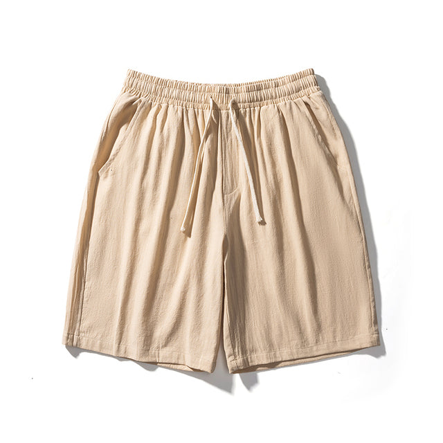 Baumwoll-Leinen-Shorts Herren Sommer Elastischer Bund