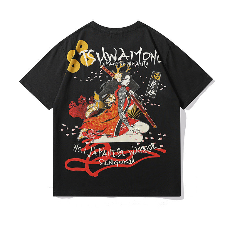 T-Shirts mit kurzer Ärmel und Baumwollstickerei für Paare und Ehepaare