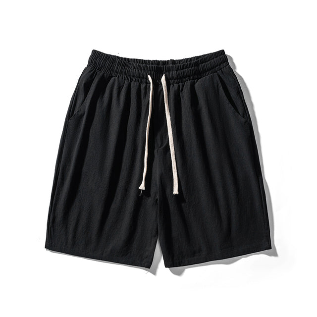 Baumwoll-Leinen-Shorts Herren Sommer Elastischer Bund