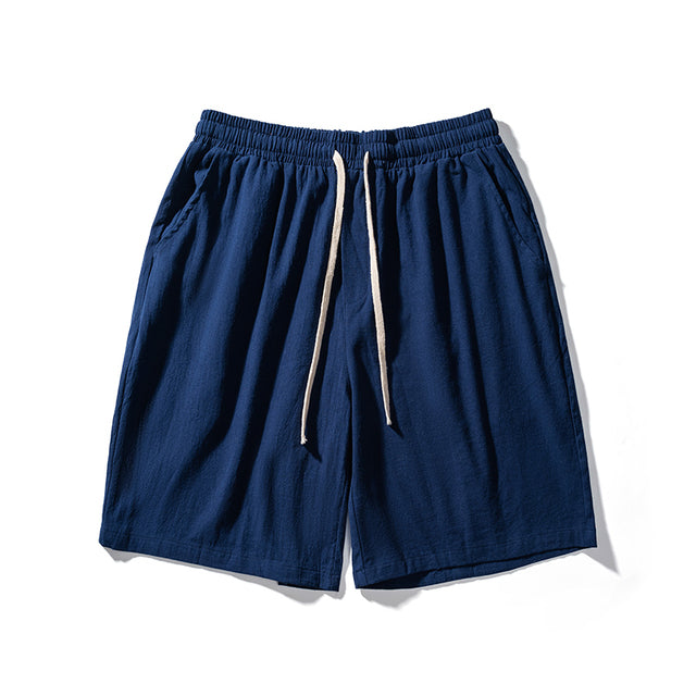 Baumwoll-Leinen-Shorts Herren Sommer Elastischer Bund